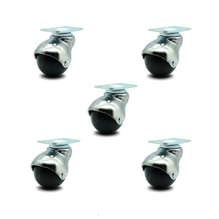 Service Caster 2 Inch Bright Chrome Hooded Top Plate Ball Casters, 5PK SCC-TP01S20-POS-BC-5